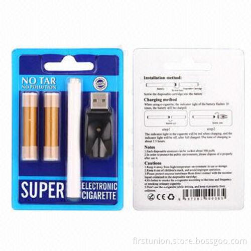 Disposable Cartomizer E-cigarettes with 300mAh Battery Capacity, Two Cartomizers in a Package